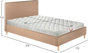 ΚΡΕΒΑΤΙ ΜΕ ΣΤΡΩΜΑ INDRA HM21280.02 ΜΠΕΖ ΥΦΑΣΜΑ--ΓΙΑ 160x200εκ