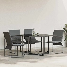 vidaXL Καρέκλα με μαξιλάρι 4 pcs Μαύρο και Ανθρακί Textilene
