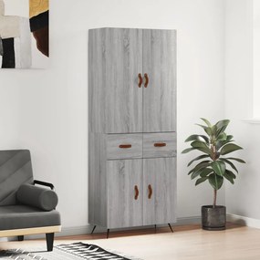 vidaXL Ντουλάπι Γκρι Sonoma 69,5 x 34 x 180 εκ. Επεξεργασμένο Ξύλο