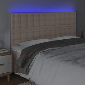 vidaXL Κεφαλάρι Κρεβατιού LED Καπουτσίνο 200x5x118/128 εκ