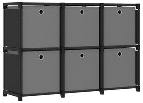 vidaXL Ραφιέρα με 6 Κύβους & Κουτιά Μαύρη 103x30x72,5 εκ. Υφασμάτινη