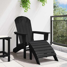 vidaXL Καρέκλα Adirondack με μαξιλάρι Μαύρο 74 x 82 x 92 εκ. Πλαστικό