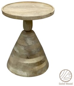 Βοηθητικό τραπέζι Spello Inart white wash-φυσικό μασίφ mango ξύλο Φ38x46εκ Model: 297-000009