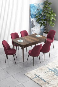 Extendable Dining Table &amp; Chairs Set (7 Pieces) Han - Baroque, Burgundy Baroque
Burgundy