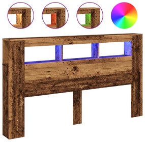 LED κεφαλάρι Παλιό ξύλο 180x18,5x103,5 cm Κατασκευασμένο ξύλο - Καφέ