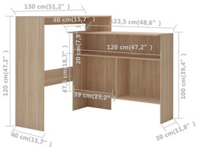 Τραπέζι Μπαρ με 2 Επιφάνειες Χρώμα Δρυός 130 x 40 x 120 εκ. - Καφέ