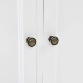 Βιτρίνα Σαλονιού με 4 Πόρτες 80x40x180 εκ. MDF και Ξύλο Πεύκου - Λευκό
