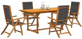 vidaXL Σετ Τραπεζαρίας Κήπου 5 Τεμαχίων Μασίφ Ξύλο Ακακίας / Τεξτιλίνη