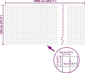 vidaXL Συρματόπλεγμα Γκρι 10 x 1,2 μ. Ατσάλινο
