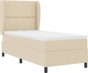 vidaXL Κρεβάτι με ελατήρια με στρώμα Κρεμ 100 x 200 cm ύφασμα