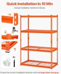VEVOR Storage Shelves 4 Tier Adjustable Heavy Duty Garage Shelving Unit 2400 lbs