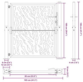 Πύλη κήπου 105x105 cm από διαβρωμένο χάλυβα με σχέδιο ίχνος - Καφέ