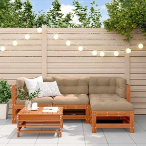 vidaXL Σετ Ξαπλώστρας Κήπου 5 pcs Κερί Παλαίωσης Μασίφ Ξύλο Πεύκου