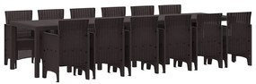 vidaXL Σέτ φαγητού για κήπο 13 pcs Καφέ Rattan Polt