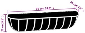 vidaXL Ζαρντινιέρες Τοίχου 2 τεμ. Μαύρες 91 x 20 x 23 εκ. από Ατσάλι