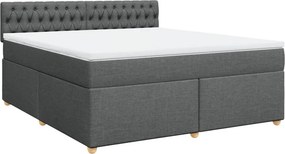 vidaXL Κρεβάτι Boxspring με Στρώμα Σκούρο Γκρι 180x200 εκ Υφασμάτιν