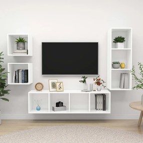 vidaXL Έπιπλα Τηλεόρασης Σετ 4 Τεμαχίων Λευκό από Μοριοσανίδα