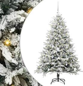 vidaXL Artificial Christmas Tree with Flocked Snow 150 LED Θερμό λευκό