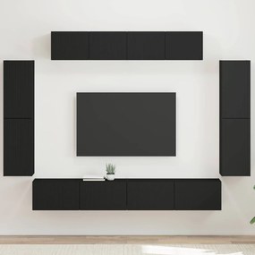 vidaXL Ντουλάπι TV 8 τμχ. Μαύρο