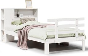 vidaXL Κρεβάτι Βιβλιοθήκη Χωρίς Στρώμα Λευκό 75x190 εκ Μασίφ Πεύκο
