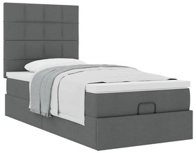 Οθωμανικό κρεβάτι με στρώμα σκούρο γκρι 90x190cm ύφασμα 3313120
