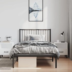 vidaXL Πλαίσιο Κρεβατιού με Κεφαλάρι Μαύρο 100 x 200 εκ. Μεταλλικό
