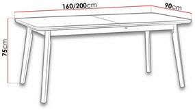 Τραπέζι Victorville 185, Άσπρο, Μαύρο, 75x90x160cm, 39 kg, Επιμήκυνση, Ινοσανίδες μέσης πυκνότητας, Ξύλο, Μερικώς συναρμολογημένο, Ξύλο: Οξιά