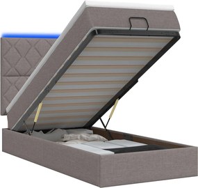 vidaXL Κρεβάτι Ottoman με Στρώμα και LED Taupe 80 x 200 cm Ύφασμα
