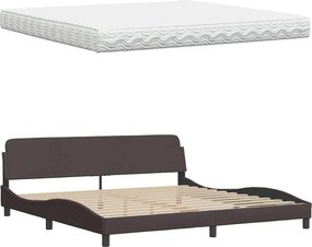 vidaXL Κρεβάτι με Στρώμα Σκούρο Καφέ 200x200 εκ. Υφασμάτινο