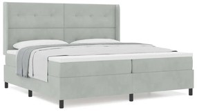 vidaXL Κρεβάτι με ελατήρια Ανοιχτό γκρι 200 x 200 cm Βελούδο