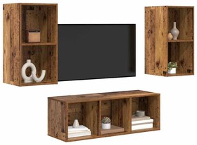 vidaXL Σετ Τηλεοπτικού Κάδου 3 pcs Παλαιό ξύλο 37 x 37 x 107 εκ
