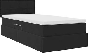 vidaXL LED Κρεβάτι αποθήκευσης με στρώμα Μαύρο 100 x 200 cm Βελούδο