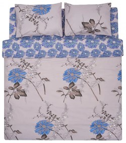 Heinner HR-4BED-132-FLO Σετ Παπλωματοθήκη Βαμβακερή Ημίδιπλη με 2 Μαξιλαροθήκες 180x215 Μπλε