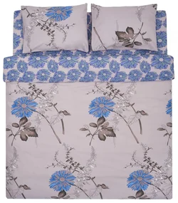 Heinner HR-4BED-132-FLO Σετ Παπλωματοθήκη Βαμβακερή Ημίδιπλη με 2 Μαξιλαροθήκες 180x215 Μπλε