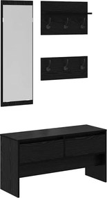 vidaXL Σετ επίπλων χωλ με συρτάρι 4 pcs Μαύρη Οξυά Επεξεργασμένο ξύλο