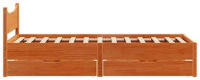 vidaXL Πλαίσιο Κρεβατιού με Συρτάρια Καφέ Κεριού 100x200εκ Μασίφ Πεύκο