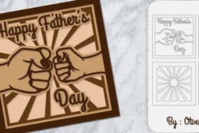 Intra απο ξύλο plywood Χρώμα wenge 3mm-4mm πάχος - Fist Bump Lasercut | Father Bumping Fist Δίασταση 30x20 cm INTRAFABR-96733826