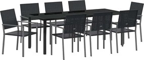 vidaXL Σέτ φαγητού για κήπο 9 pcs Μαύρο Ράτα PE