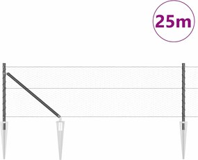 vidaXL Εξωτερική εξάγωνη περίφραξη με στήλη 25 x 0,6 μ Γκρι Δίχτυ