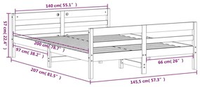 ΠΛΑΙΣΙΟ ΚΡΕΒΑΤΙΟΥ ΜΕ ΚΕΦΑΛΑΡΙ 140X200 ΕΚ. ΑΠΟ ΜΑΣΙΦ ΞΥΛΟ ΠΕΥΚΟΥ 842786