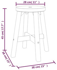 vidaXL Σκαμπό Καφέ 38 x 38 x 45 εκ. από Στρογγυλό Μασίφ Ξύλο Ακακίας