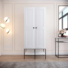 Διφυλλη Ντουλαπα Λευκο/Μαυρο/Χρυσο MARTIN 57x190x200