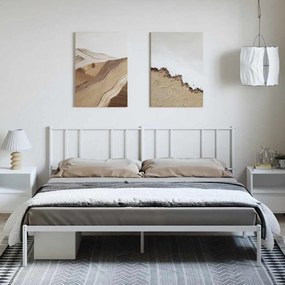 vidaXL Πλαίσιο Κρεβατιού με Κεφαλάρι Λευκό 193 x 203 εκ. Μεταλλικό