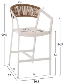 ΣΚΑΜΠΟ ΑΛΟΥΜΙΝΙΟΥ  ΜΕΣΑΙΟΥ ΥΨΟΥΣ RATTAN &amp; TEXTLINE ΛΕΥΚΟ ΜΠΕΖ 56,5x57x99,5