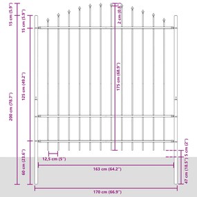vidaXL Φράχτης Κήπου  με Στεφάνι Λευκό 1,7x1,75 μ Χάλυβας