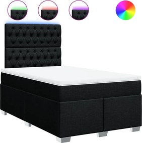 vidaXL Κρεβάτι Boxspring με Στρώμα Μαύρο 120x190 εκ. Υφασμάτινο