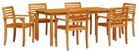 vidaXL Σέτ φαγητού για κήπο 7 pcs Καφέ Μασίφ ξύλο ακακίας