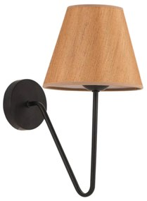 WALL SCONCE FB97642.01, BLACK-NATURAL WOOD COLOR, 26x15x33 26x15x53 εκ.