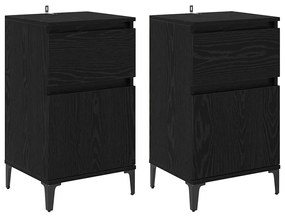vidaXL Κομοδίνο 2 pcs Μαύρη δρυς 40 x 35 x 70 εκ. Επεξεργασμένο ξύλο