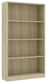 vidaXL Βιβλιοθήκη με 4 Ράφια Sonoma Δρυς 80x24x142 εκ. Επεξ. Ξύλο